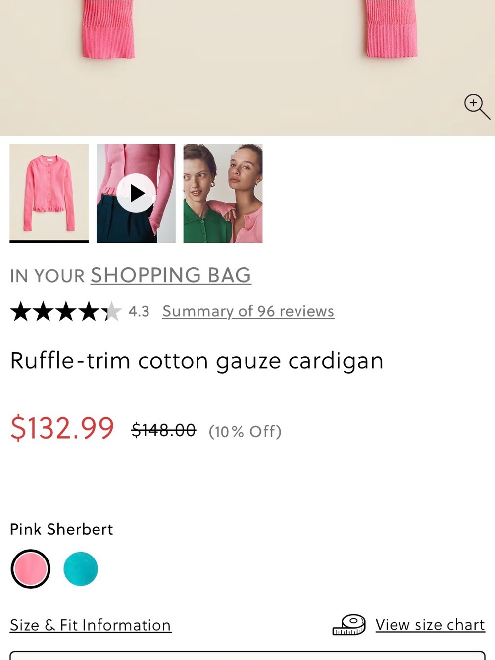 NWT J.Crew Cotton Gauze Ruffle Thing Cardigan Cropped XS - Picture 9 of 9